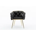 thumbnail image 5 of Luxury Velvet Accent Chair, Modern Upholstered Chair with Metal Frame, Stylish Woven Back, Gold Frame, Single Leisure Arm Chair for Living Room, Bedroom, Office, Balcony, Black, 5 of 7