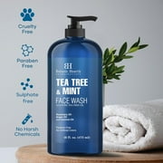 Botanic Hearth Tea Tree Face Wash with Mint - Acne Fighting, Premium, Hydrating Liquid Face Soap with Pure Tea Tree Oil - for Women and Men, Paraben Free, Fights Acne - 16 fl oz