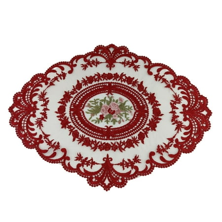 

2Pcs Embroidered Lace Placemat Coaster Coffee Doilies Table Mat Cover Home Decor