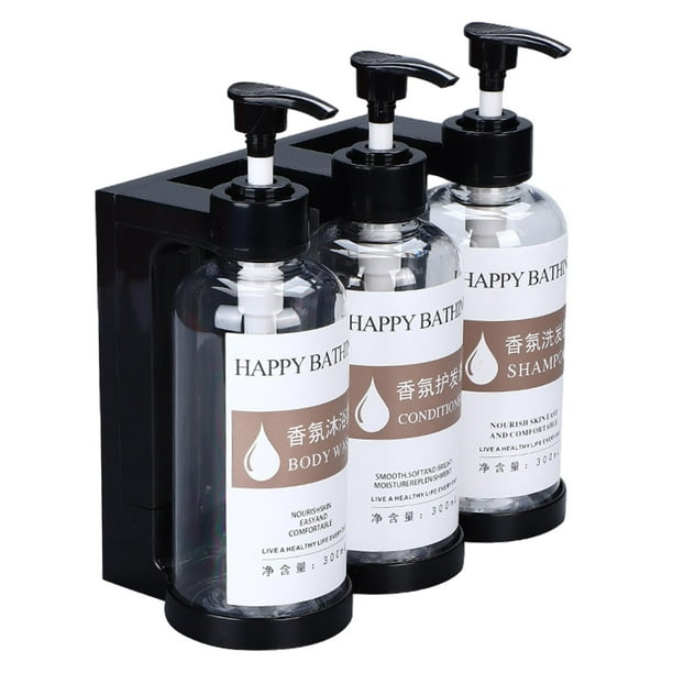 Dispensador de ducha de loción Contenedores de champú para baño Prensa manual Botella de loción Inodoro de hotel Dispensador de champú de fácil limpie Borrar 3 ranuras