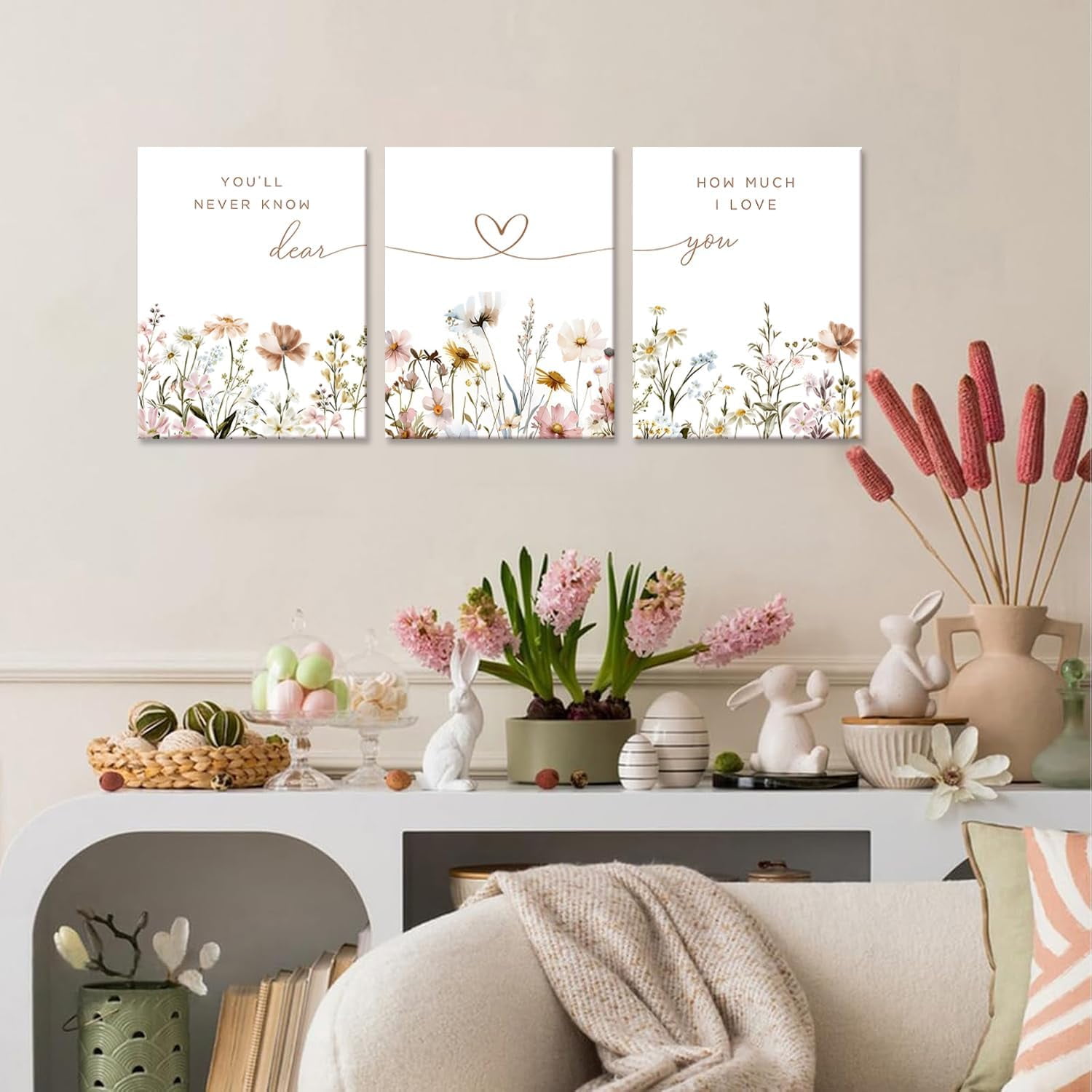3Pcs Wildflower Nursery Canvas Wall Art Flower Botanical Sentence Poster Painting Picture Wall Decor Boho Girl Nurseries Print Artwork for Nursery Baby Room Living Room Bedroom Home Decoration12x16in