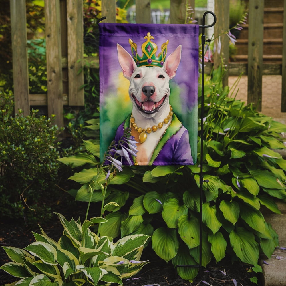Bull Terrier King of Mardi Gras Garden Flag 11.25 in x 15.5 in
