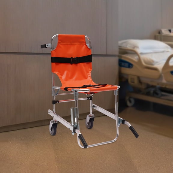 ToppiJoy Foldable Stair Wheelchair, Aluminum Alloy Light Weight Stair Lifts for Elderly, Transport Wheelchair with 2 Wheels and 2 Straps Hold up to 350Lbs