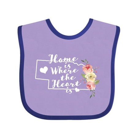 

Inktastic Nebraska Home is Where the Heart is with Watercolor Floral Gift Baby Boy or Baby Girl Bib