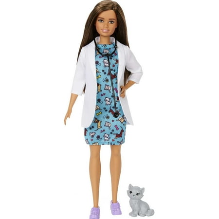 Barbie Pet Vet Fashion Doll Brunette with Medical Coat, Kitten Patient & Accessories
