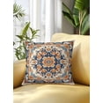 thumbnail image 2 of Outdoor Pillows Waterproof, Blue Burnt Orange Boho Bedding Throw Pillows with Insert for Couch Sofa Bed, Antique Southwestern Art 16x16 Inch Pillowcases Decorative Camping Patio Pillow Set of 1, 2 of 8