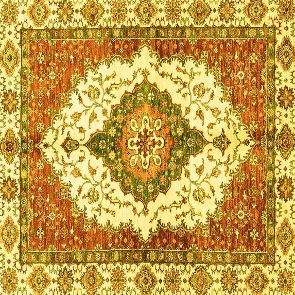 Ahgly Company Indoor Square Abstract Yellow Modern Area Rugs, 4' Square