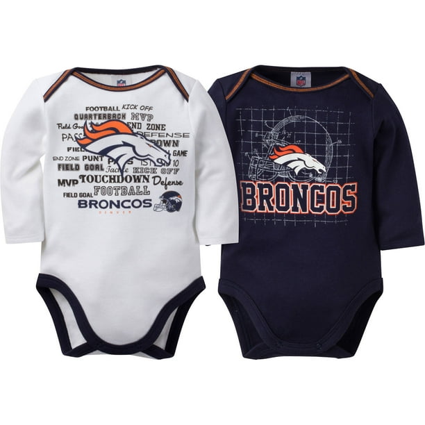 NFL NFL Denver Broncos Baby Boys Long Sleeve Bodysuit Set, 2Pack