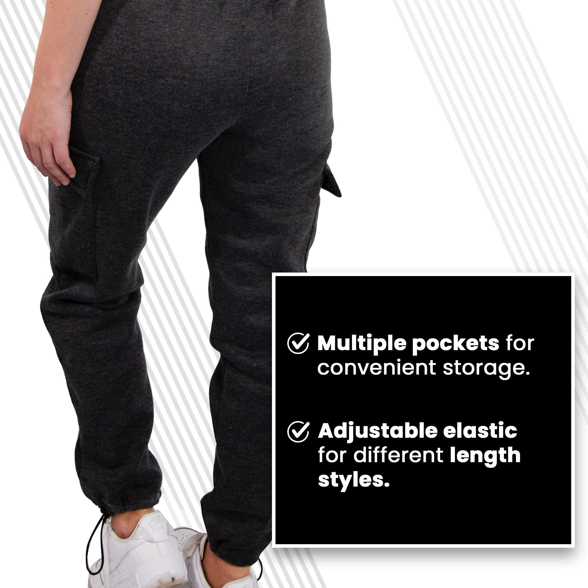 [2 Pack] Women's Sweatpants Cargo Jogger Soft Fleece Adjustable Pants, Sizes S - 2XL