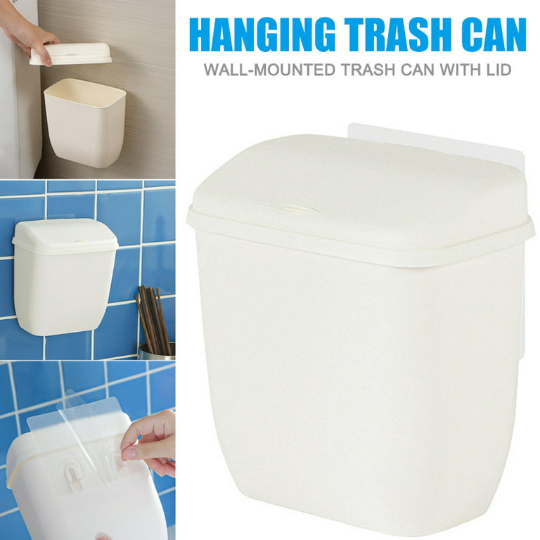 Wall-Mounted Rubbish Bin Hanging Trash Can Wastebasket For Bathroom Kitchen  Multifunctional