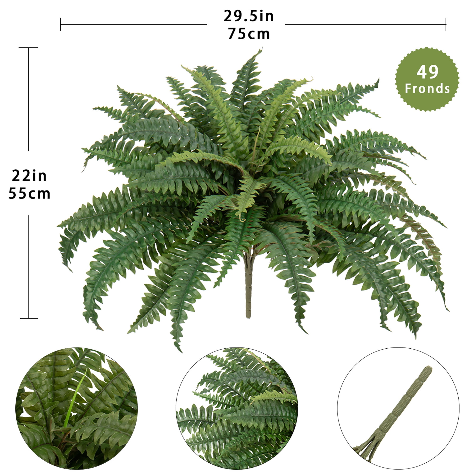 Ferns Artificial Plants Large Fake Ferns 29.5" Dia.Boston Fern Fake Plants Potted Hanging Shrubs for Home Garden Porch Farmhouse Decor