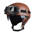 thumbnail image 4 of Casco de motocicleta medio casco con forro extraíble, casco abierto creativo Marrón XL, 4 of 9