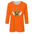 thumbnail image 4 of Dadaria Tee-Shirt Femme Orange Manches 3/4 Col Rond Grande Taille Hauts Été Chandail Blouses m, 4 of 5