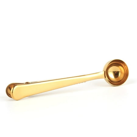 

Folzery Coffee Scoop Stainless Steel Measuring Spoon with Sealing Clip Gold