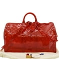 thumbnail image 3 of Pre-Owned LOUIS VUITTON Keepall 50 Bandouliere Transparent PVC Travel Bag Red, 3 of 12