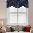 thumbnail image 3 of Tie Up Valances for Windows, Navy Blue Adjustable Valance Curtains Window Treatment for Living Room/Bedroom Windows, Spring Flora Rod Pocket Kitchen Curtains & Drapes 54x18 Inch, 3 of 9