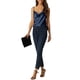 thumbnail image 2 of Conjunto de pijama de satén para mujer INSPIRE CHIC, top de tirantes con cuello de cowl y pantalones largos, ropa de descanso y pijama, color azul oscuro, 2 of 6