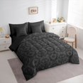 thumbnail image 3 of jejeloiu Retro Damask Print 7-Piece Twin Bedding Sets,Black Bohemian Flowers Bedding Comforter Set For Adults Reversible, 3 of 8