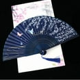 thumbnail image 3 of Retro Style Folding Fan Female Japanese Pattern Retro Cloth Art Craft Gift Home Decoration Ornament Dancing Hand Fan, 3 of 10