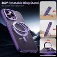thumbnail image 3 of for iPhone 14 Pro Case, Translucent Matte Magnetic Phone Case Cover with 360° Rotatable Ring Holder Stand [Compatible with MagSafe] for iPhone 14 Pro, Deep Purple, 3 of 7