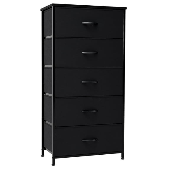 Pellebant Black 5 Drawer Vertical Dresser Storage Tower Chest
