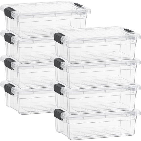 Superio Clear Storage Bins with Lids, 8 Pack- Plastic Storage Boxes for Home- 22.7 Quart