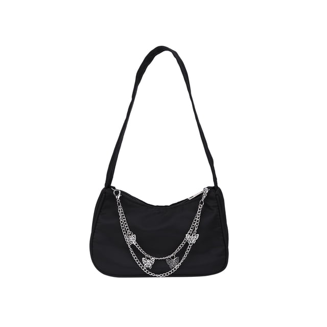 Mujer Color Mariposa Cadena Axila Hobos Bolso (negro)