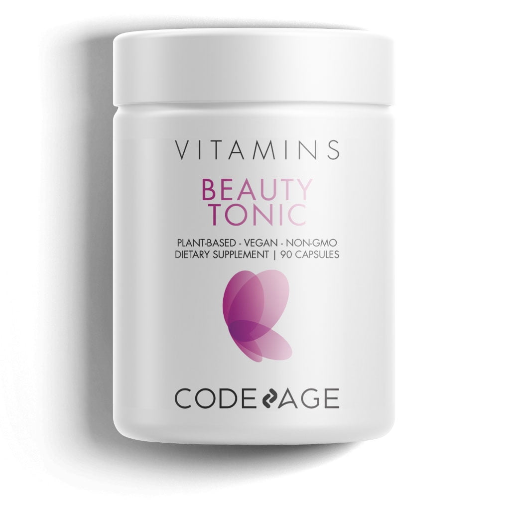 Codeage Beauty Tonic Biotin Capsule Supplement, Vegan Collagen Blend - 90 Capsules