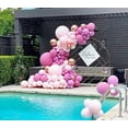 thumbnail image 4 of Arco de globo rosa, kit de guirnalda de globos rosa y blanco, 98 piezas de metal rosa albaricoque, globos dorados, decoraciones de fiesta de cumpleaños con guirnalda, 4 of 4