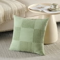 thumbnail image 2 of Fancy Homi Set of 2 Sage Green Boho Decorative Throw Pillow Covers 18x18 inch for Living Room Bedroom Couch Bed Sofa, Modern Farmhouse Home Decor, Soft Striped Plaid Corduroy Accent Cushion Case, 2 of 5