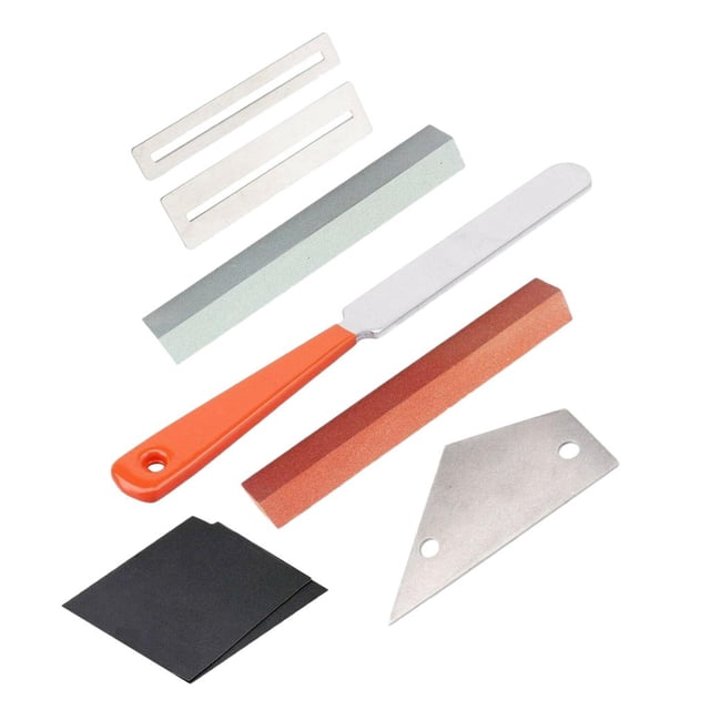 Fret Rocker Leveling + Fretboard Guards + Fret Crowning File + Papel pulido + Piedra de pulir para herramientas de mantenimiento de reparación de guit