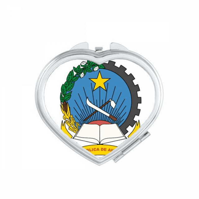Luanda Angola National Emblem Heart Mirror Travel Magnification Portable Handheld Pocket Makeup