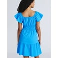 thumbnail image 2 of Time and Tru Women's Sweetheart Mini Dress with Flutter Sleeves, Sizes XS-3XL, 2 of 4