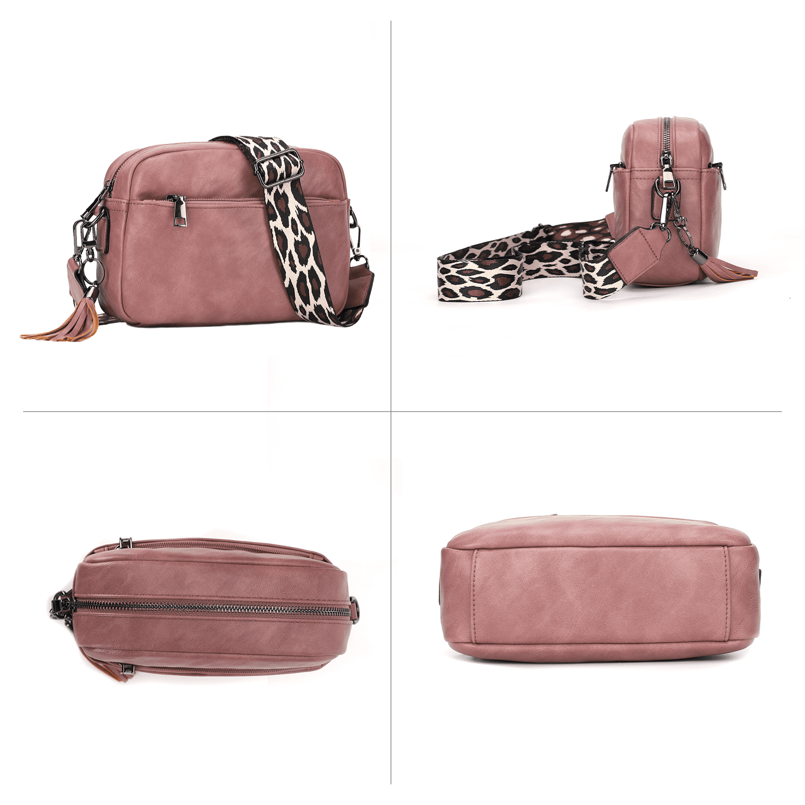 KL928 Soft Leather Crossbody Bag for Women Ladies Wide Strap Shoulder Bag Small Purses and Handbags