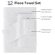 thumbnail image 3 of Casa Platino Juego de Toallas de Algodón Blanco de 12 Piezas - Incluye 4 Toallas de Baño Blancas Grandes, 4 Toallas de Mano y 4 Paños - Toallas Suaves y Absorbentes para el Baño, 3 of 6