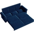 thumbnail image 3 of 93.7" King Pull Out Sofa Bed, Velvet Sleeper Sofa Couch, 3 in 1 Convertible Futon Couches for Living Room, Small Space, Apartment, Office, Bedroom, Modern Rivet Armrest, Blue, 3 of 11