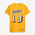 thumbnail image 2 of Men's Mitchell & Ness Wilt Chamberlain Gold Los Angeles Lakers Hardwood Classics Stitch Name & Number T-Shirt, 2 of 6