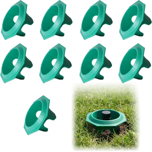 DUKOU 10Pcs Sprinkler Head Protectors,Donut-Style Lawn Sprinkler Guards with Sharp Spikes for Hard Soil,Fade-Resistant Green Cover for Mower Protection,Fits Irrigation Systems&Solar Lights
