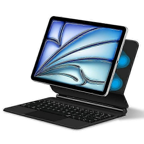 For iPad Air 11 (2024) (M2) Bluetooth Keyboard Magnetic Suspension PC+PU Leather Tablet Case - Pink