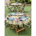 thumbnail image 4 of Outdoor Tablecloth with Umbrella Hole for Patio/Picnic/Party/Camping, Flowers Coastal Waterproof Table Cloth Round Cover Washable, Spring Floral Nautical Striped Farmhouse (Dia 54"), 4 of 8