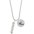 thumbnail image 1 of Delight Jewelry Silvertone Be Strong and Courageous Bar Silvertone Script Initial Disc - K - Charm Necklace, 20"+3", 1 of 4