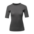 thumbnail image 2 of A2Y Women's Basic Casual Colorful 1/2 Sleeve Knit Pullover Sweator Top Charcoal S, 2 of 6