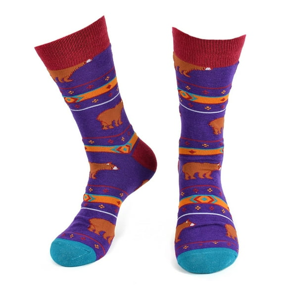 Urban-Peacock Men's Novelty Fun Socks - Bears - Purple - 1 Pair