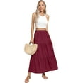thumbnail image 6 of JWD Summer Maxi Skirt for Women Boho Lightweight Flowy Tiered Long Beach Skirts with Pockets Wine Red 2XL, 6 of 8