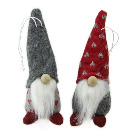 Gnome Lawn Ornaments - NORTHLIGHT 2ct Santa Gnomes Christmas Ornament Set 4.25