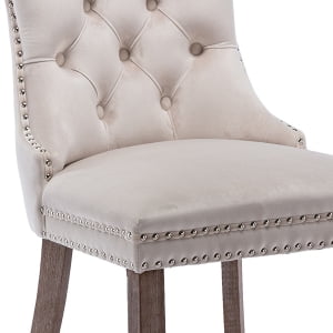 011 Beige Velvet, Wood Legs