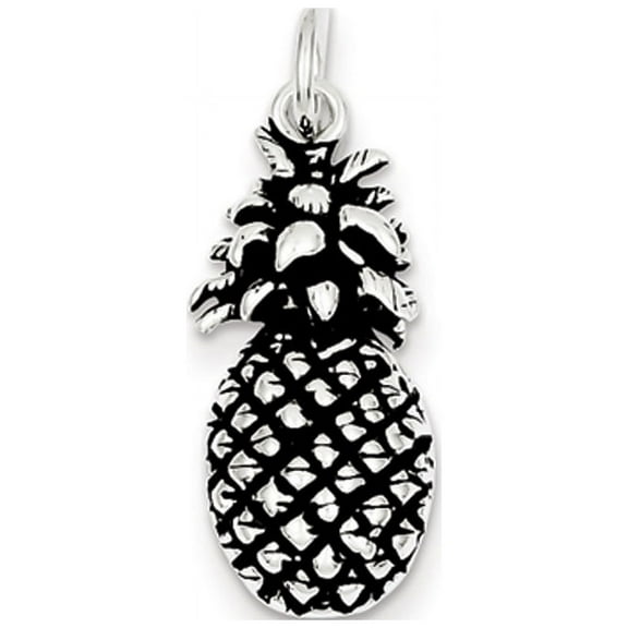 925 Sterling Silver Solid Oxidized Pineapple Charm 30x11mm Wide Pendant Necklace for Women