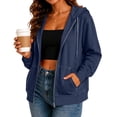 thumbnail image 6 of Zekutng Zip Up Hoodies for Women Solid Casual Long Sleeve Hooded Sweatshirt Coat with Pockets, Loose Fit, Sizes S-2XL, 6 of 8
