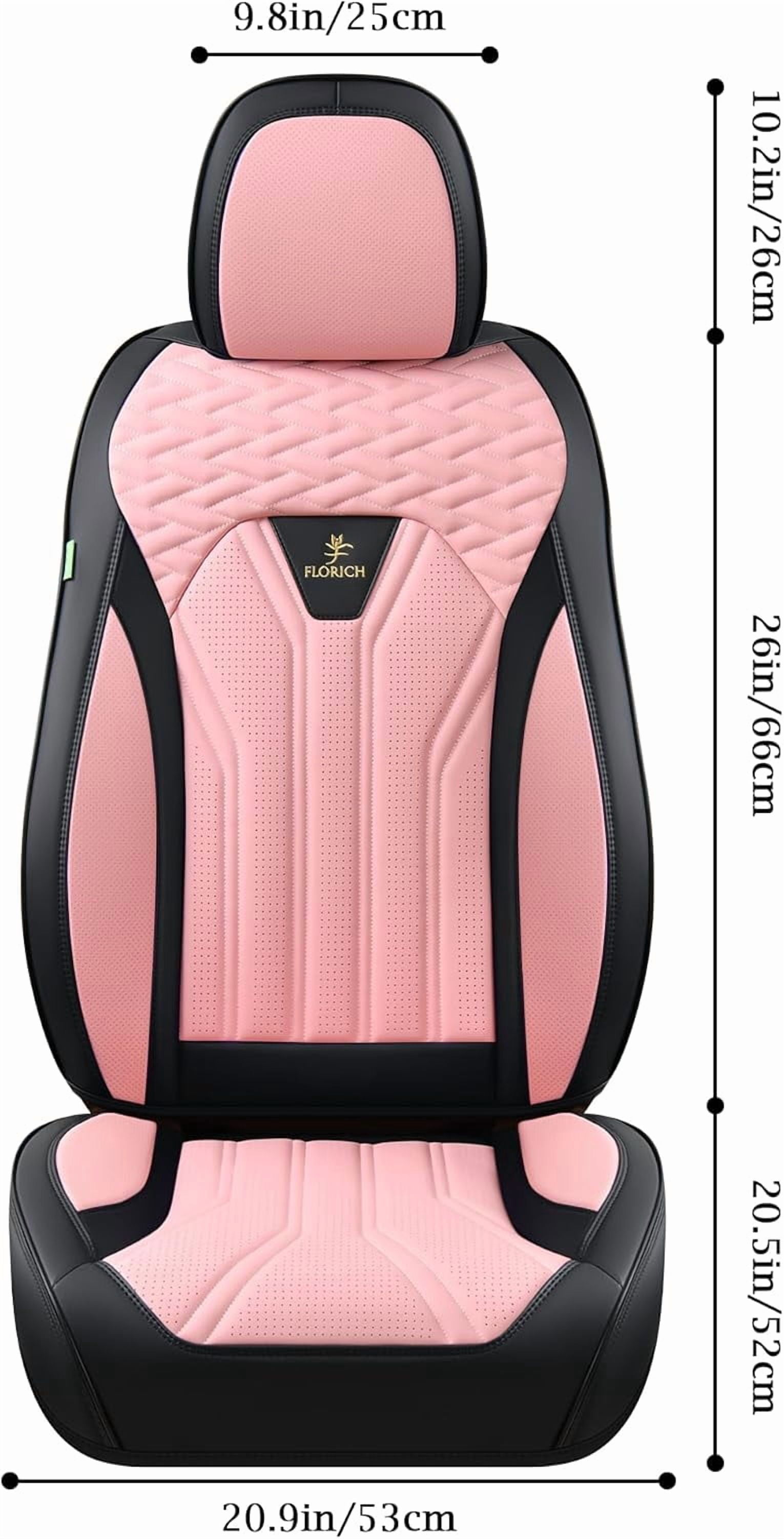 FLORICH Universal Leather Car Seat Cover Full Set, Pink Seat Covers for Cars 5 Seats, Waterproof Front and Rear Automotive Seat Cover Fit for Most Sedans SUV Pick-up Truck, Black & Pink