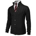 thumbnail image 2 of Mens Casual Slim Fit Cardigan Cable Knitted Sweater Thermal Button Down Closure (CMOCAL061), 2 of 6